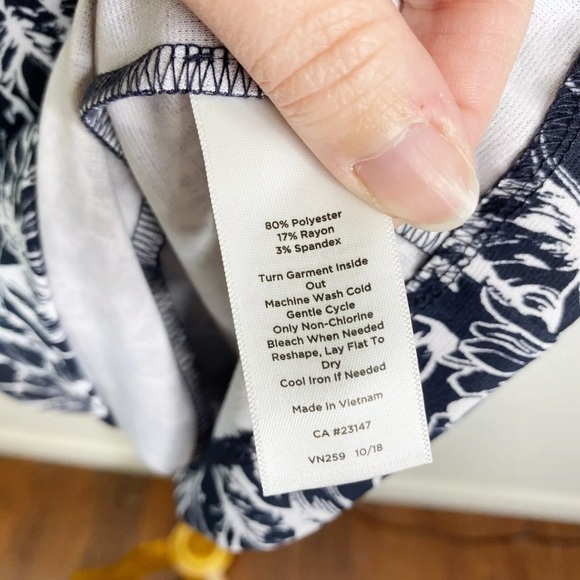 Talbots Dress Scalloped Neckline Blue White Floral Sz. SP - Picture 9 of 10